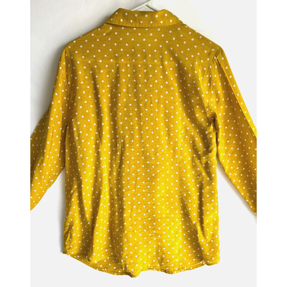 Van Heusen Women's Top XL Mustard Yellow Polka Dot Long Sleeve - Picture 5 of 6